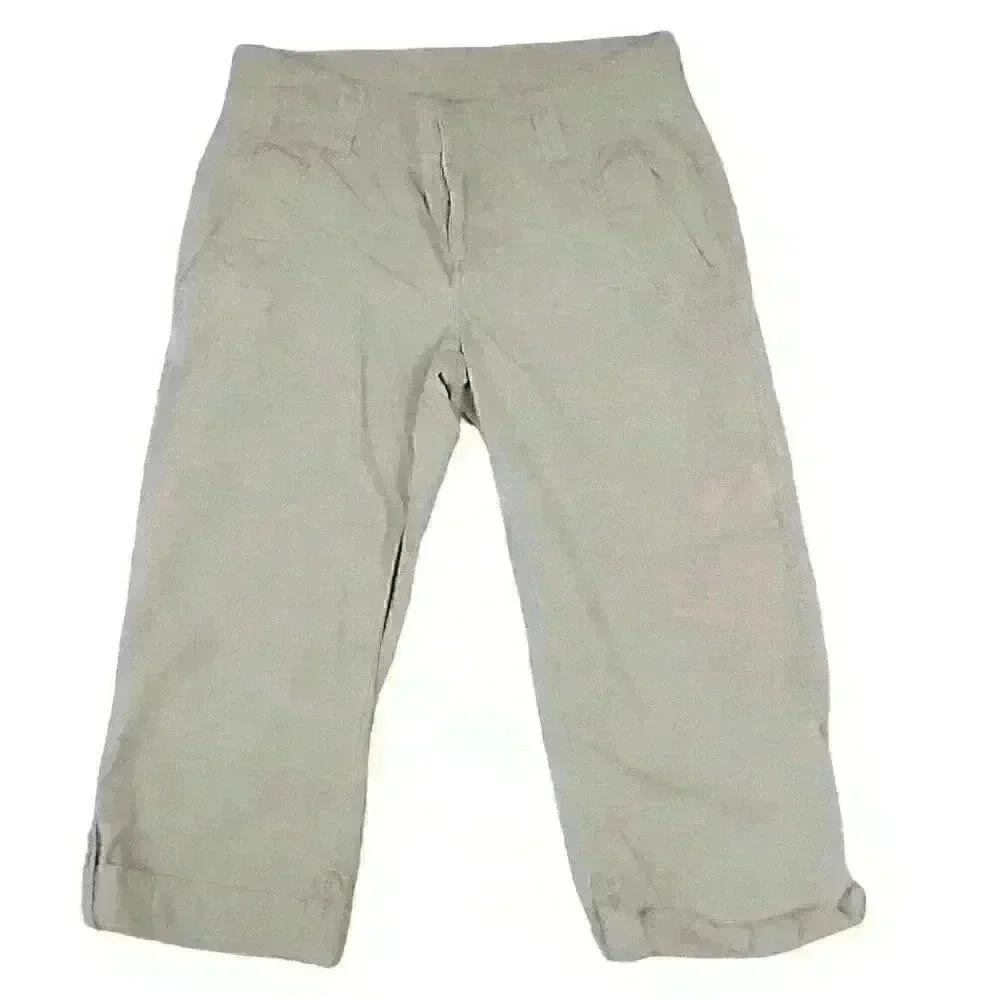The North Face Roll‎ Up Capri Pants Womens 4 Beige Ripstop